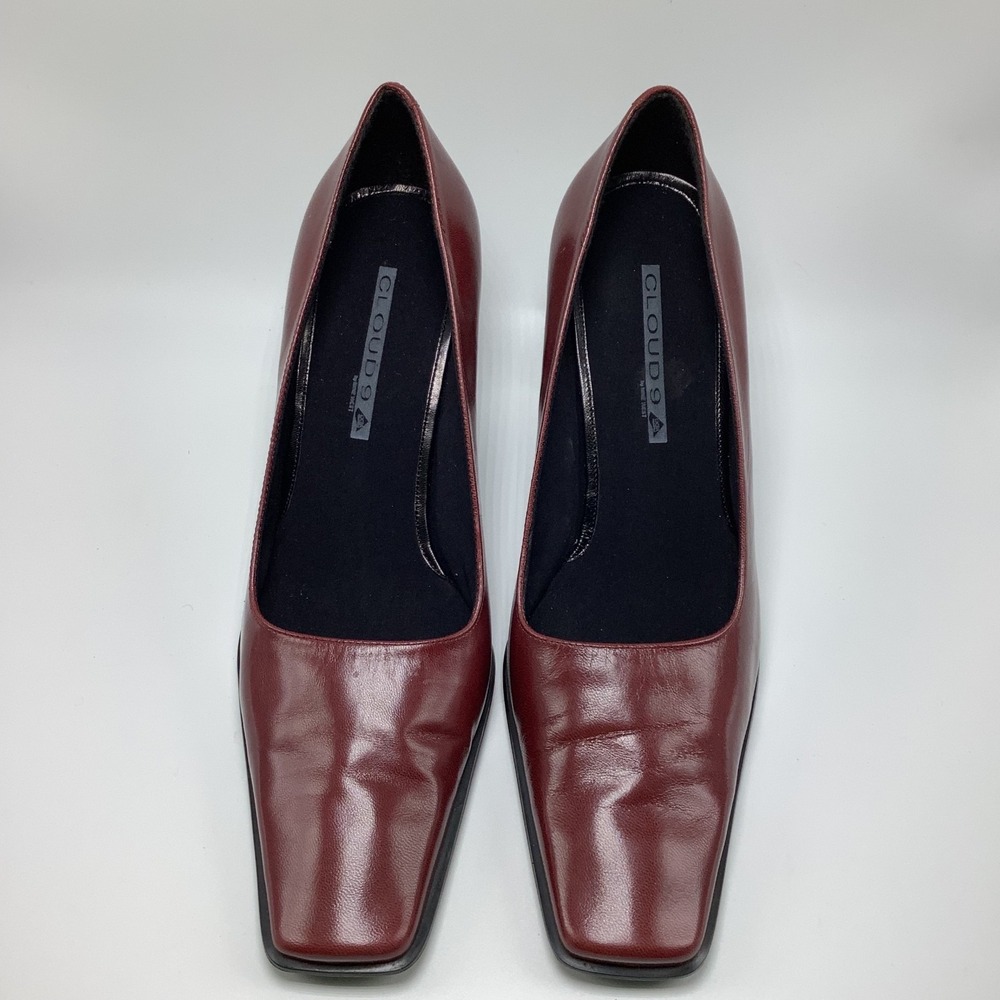 Cloud 9 Burgundy Square Toe Pumps 8.5M - Picture 2 of 11